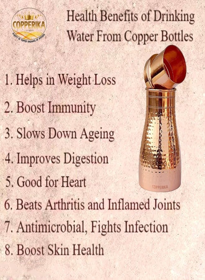 Copperika Pure Bedroom Jar Copper Water Bottle (1 Litre - 1000ml) Original With Ayurvedic & Other Health Benefits | BPA Free | Heavy Quality Build | Non Toxic For Home, Office, Kids & Travel - Image 5